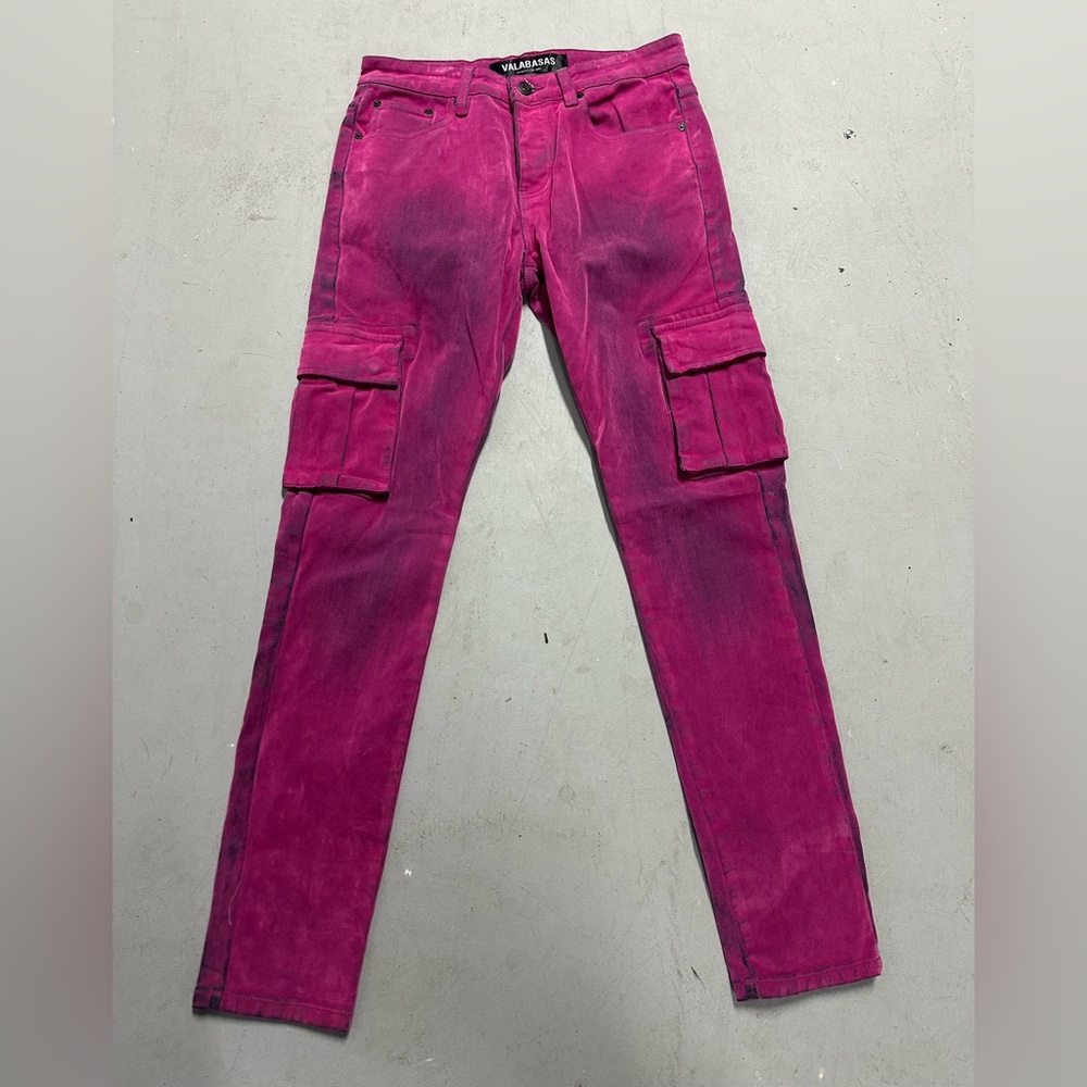 Valabasas Men's Jeans Luxe Suede Skinny Size 32 Pink Distressed